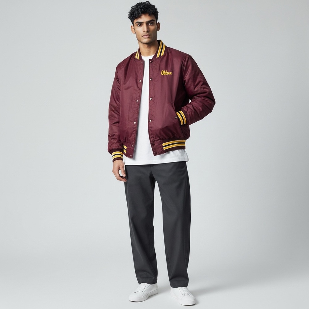 VTG Schaumburg Saxons Football Varsity Jacket Maroon‎ Bomber Gem Sportswear